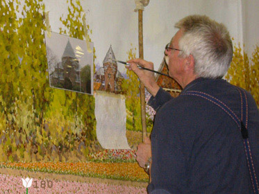 Leo van den Ende schildert Engelbewaarderskerk